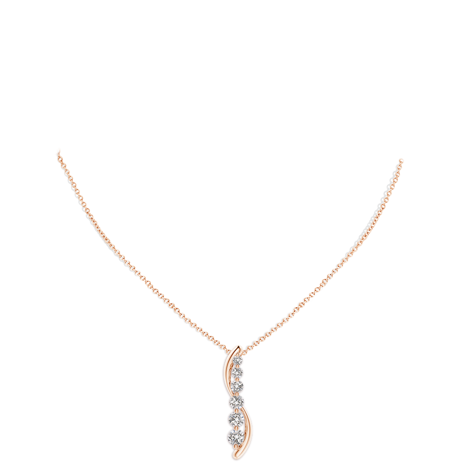 5.2mm IJI1I2 Six Stone Diamond Journey Necklace in Rose Gold pen