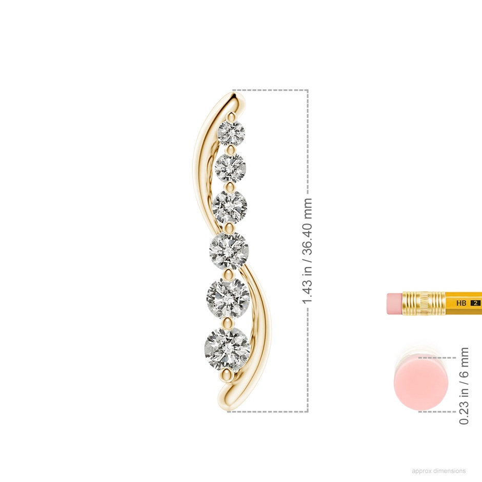 5.2mm KI3 Six Stone Diamond Journey Necklace in Yellow Gold ruler