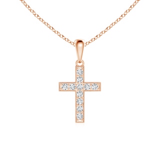 1.7mm GVS2 Dangling Diamond Cross Pendant in 9K Rose Gold