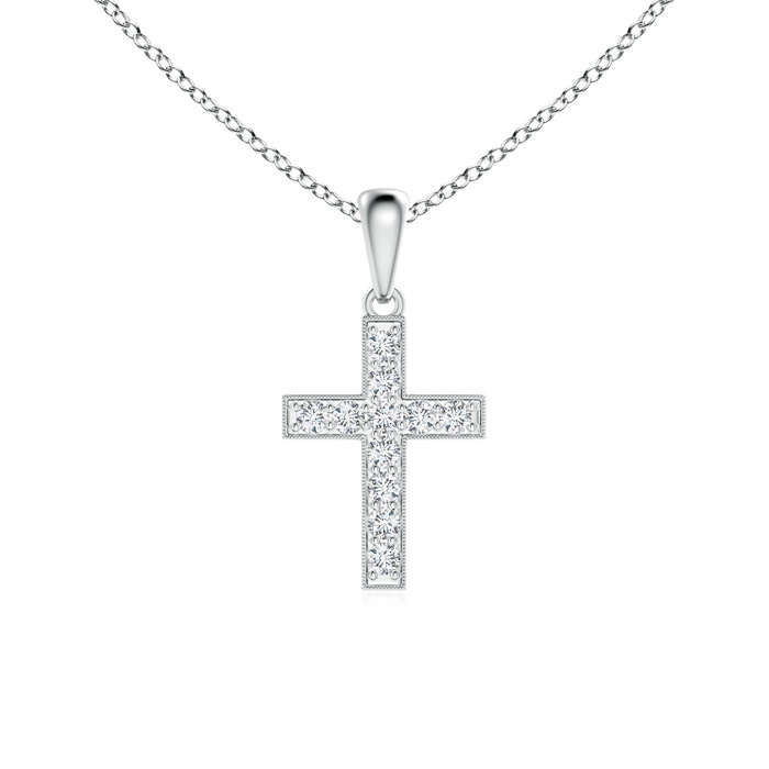 1.7mm GVS2 Dangling Diamond Cross Pendant in White Gold