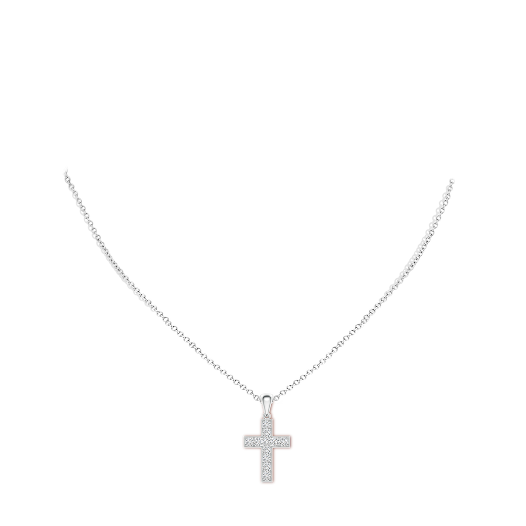 2.35mm HSI2 Dangling Diamond Cross Pendant in White Gold Body-Neck