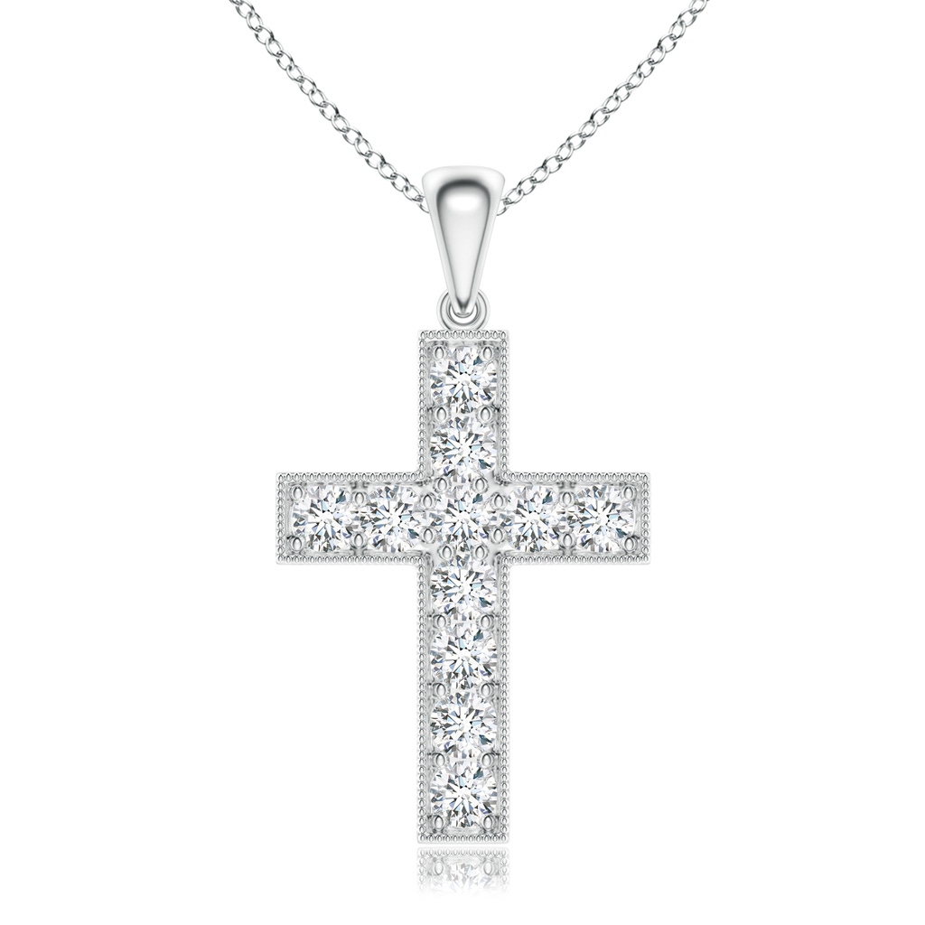 2.9mm GVS2 Dangling Diamond Cross Pendant in 9K White Gold