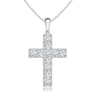 2.9mm GVS2 Dangling Diamond Cross Pendant in 9K White Gold