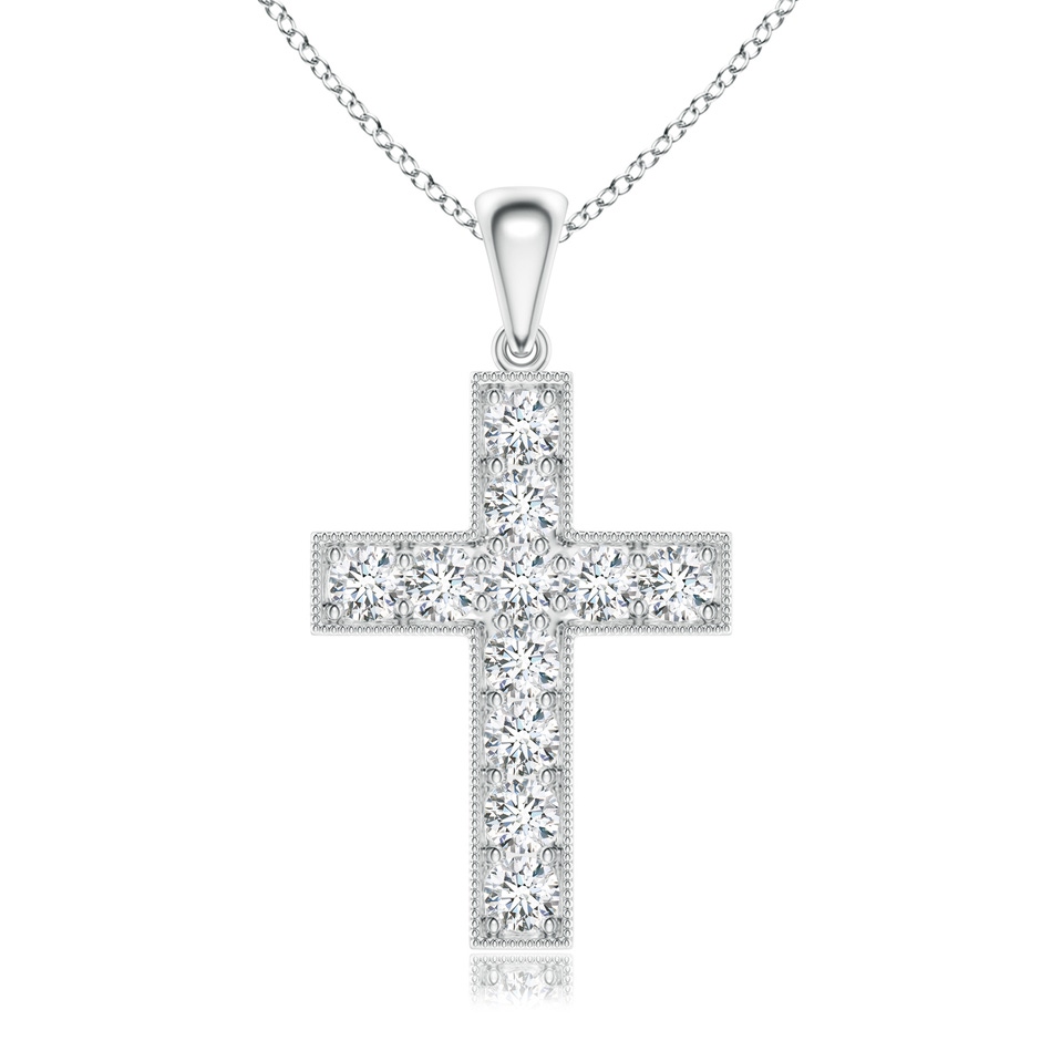 2.9mm GVS2 Dangling Diamond Cross Pendant in 9K White Gold 