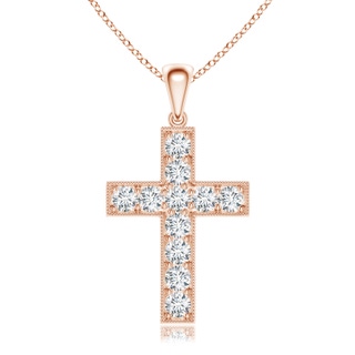 2.9mm GVS2 Dangling Diamond Cross Pendant in Rose Gold