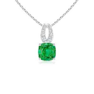 4mm AAA Cushion Emerald Pendant with Diamonds in P950 Platinum