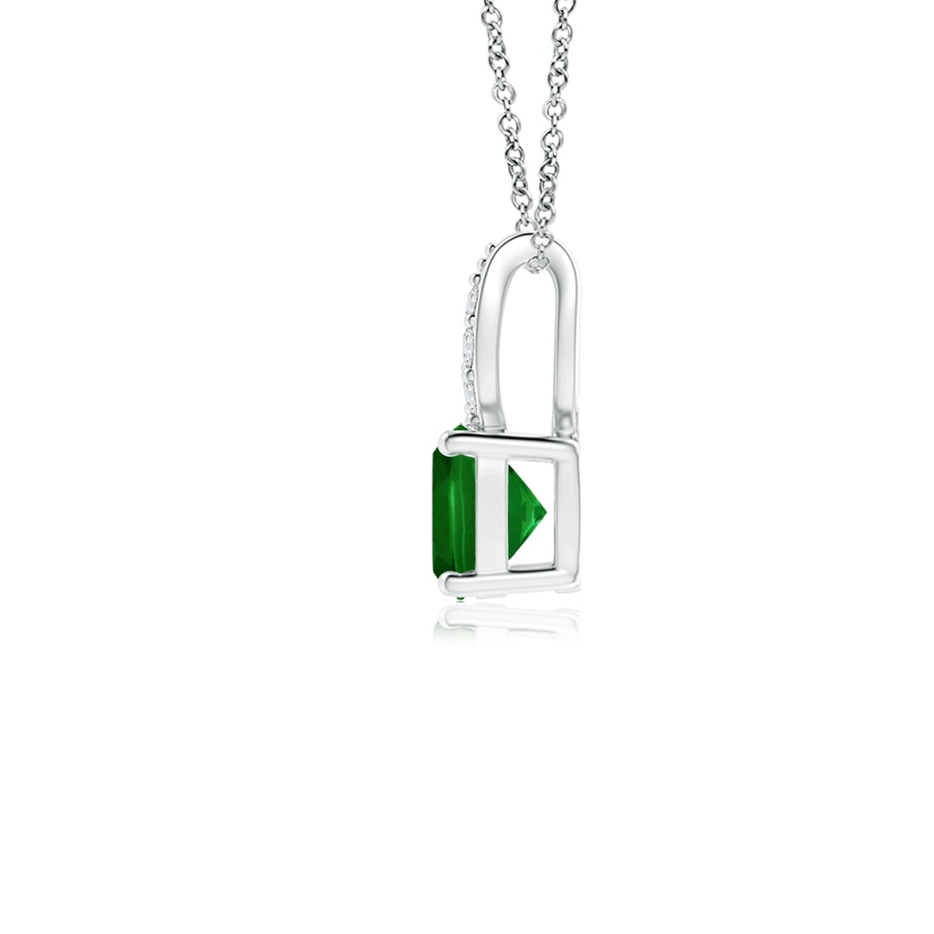 4mm AAAA Cushion Emerald Pendant with Diamonds in P950 Platinum - side 199