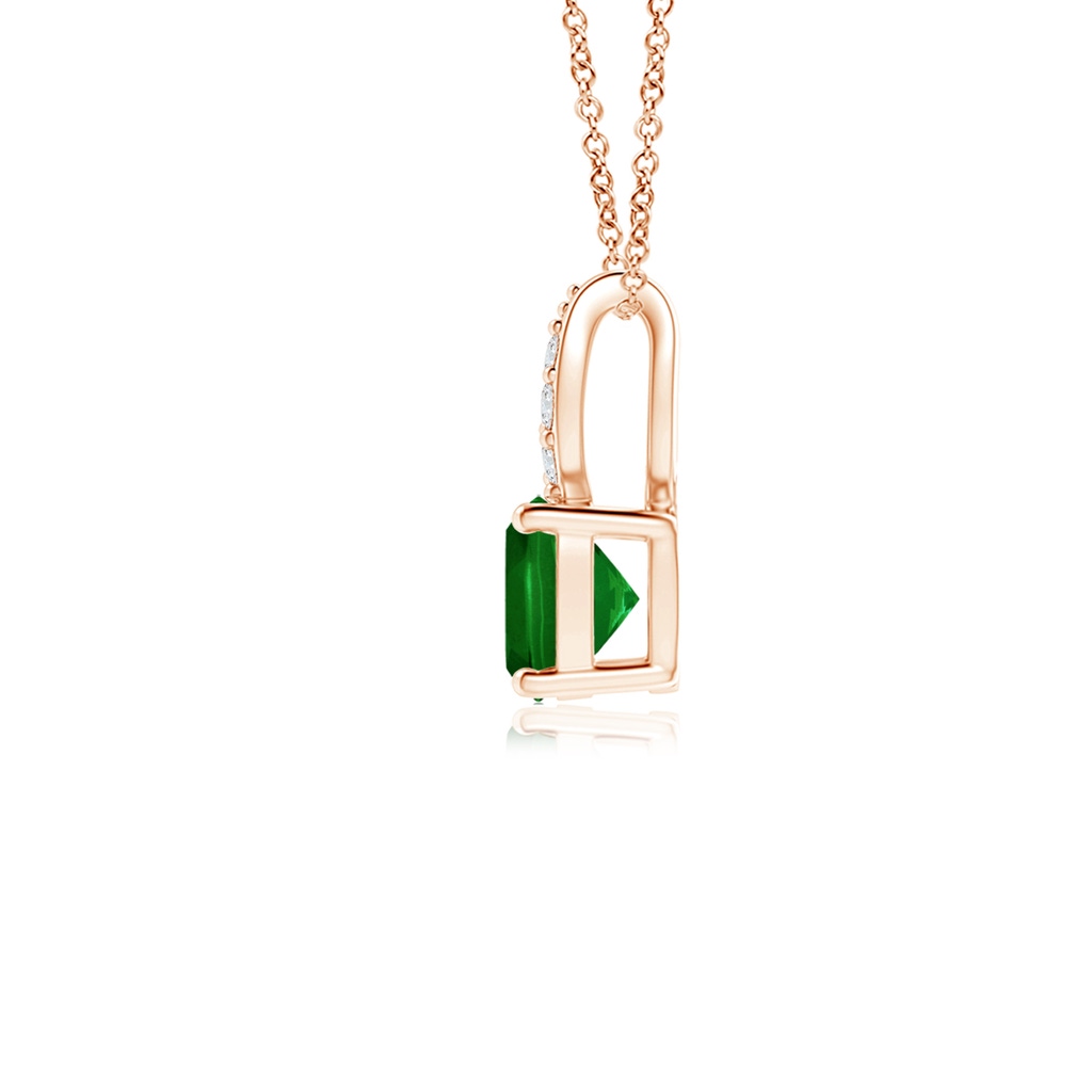 4mm AAAA Cushion Emerald Pendant with Diamonds in Rose Gold - side 199