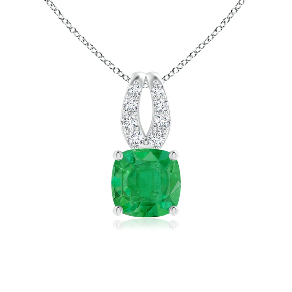 5mm AA Cushion Emerald Pendant with Diamonds in P950 Platinum 