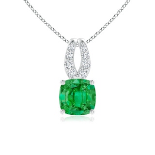 Trillion Emerald Solitaire Pendant with Diamond Swirl | Angara