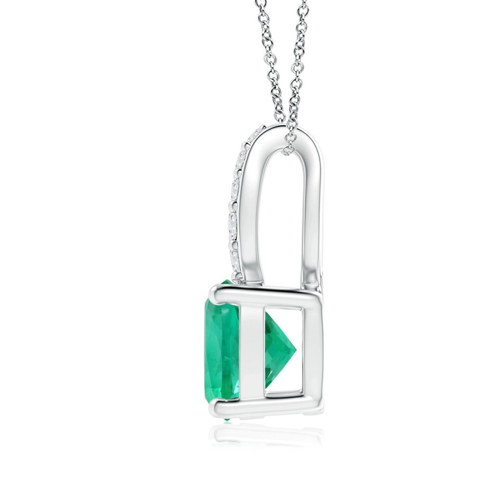 11.75x11.71x8.53mm AA GIA Certified Cushion Columbian Emerald Pendant with Diamonds in 18K White Gold Side 199