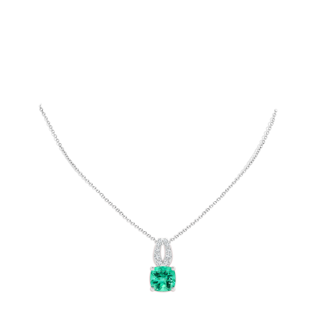 11.75x11.71x8.53mm AA GIA Certified Cushion Columbian Emerald Pendant with Diamonds in P950 Platinum pen