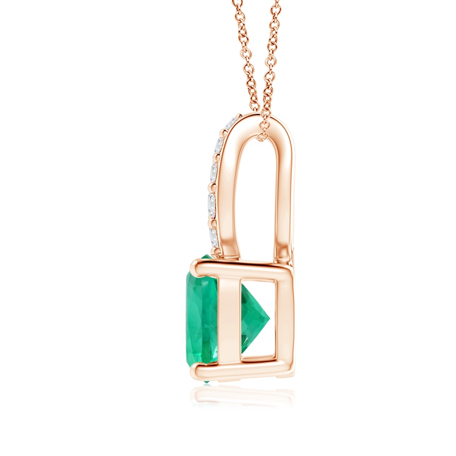 11.75x11.71x8.53mm AA GIA Certified Cushion Columbian Emerald Pendant with Diamonds in Rose Gold side 199
