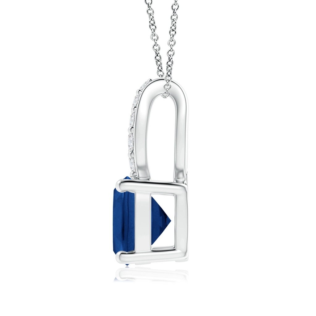 8.76x8.58x6.00mm AAAA GIA Certified Cushion Blue Sapphire Pendant with Diamonds in 18K White Gold Side 199