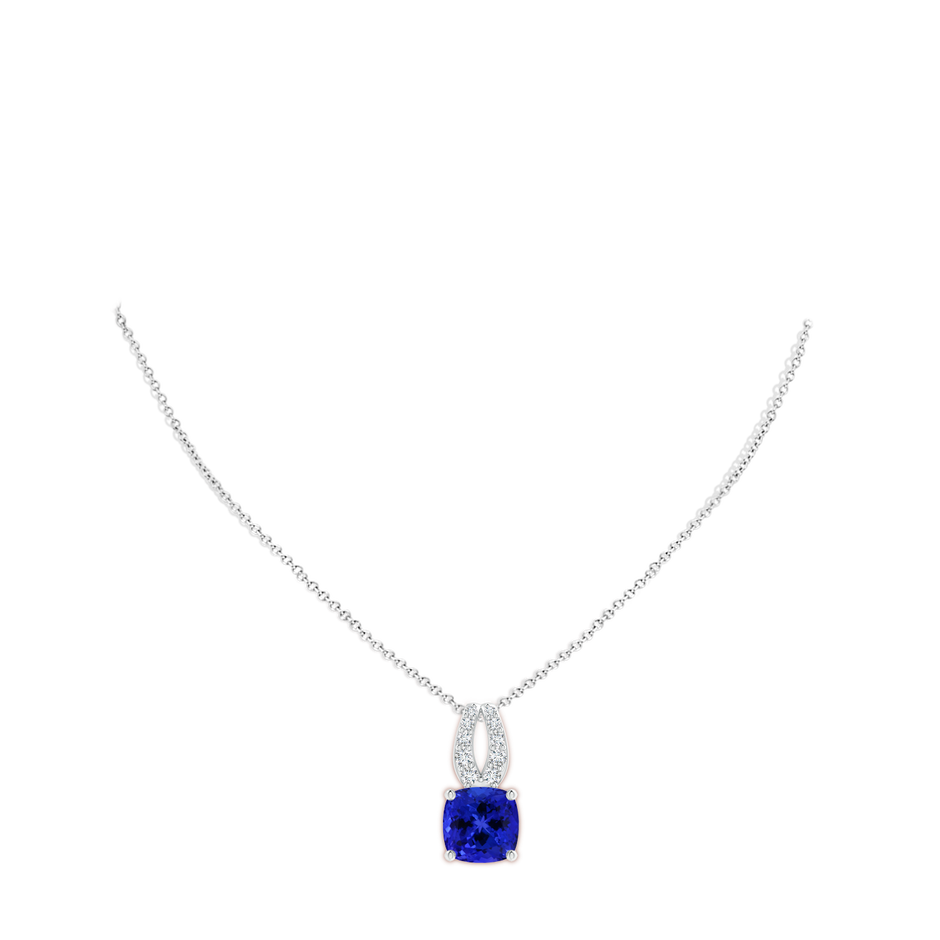 12.05x11.99x9.09mm AAAA GIA Certified Cushion Tanzanite Pendant with Diamonds in White Gold pen