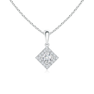3.8mm GVS2 Square-Shaped Dangling Diamond Pendant with Halo in P950 Platinum