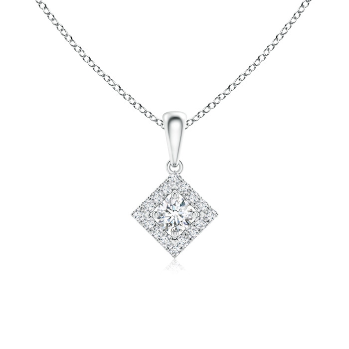 3.8mm GVS2 Square-Shaped Dangling Diamond Pendant with Halo in White Gold