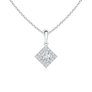 3.8mm GVS2 Square-Shaped Dangling Diamond Pendant with Halo in White Gold