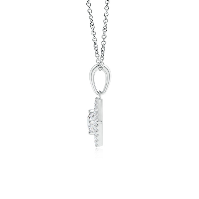 3.8mm GVS2 Square-Shaped Dangling Diamond Pendant with Halo in White Gold product image