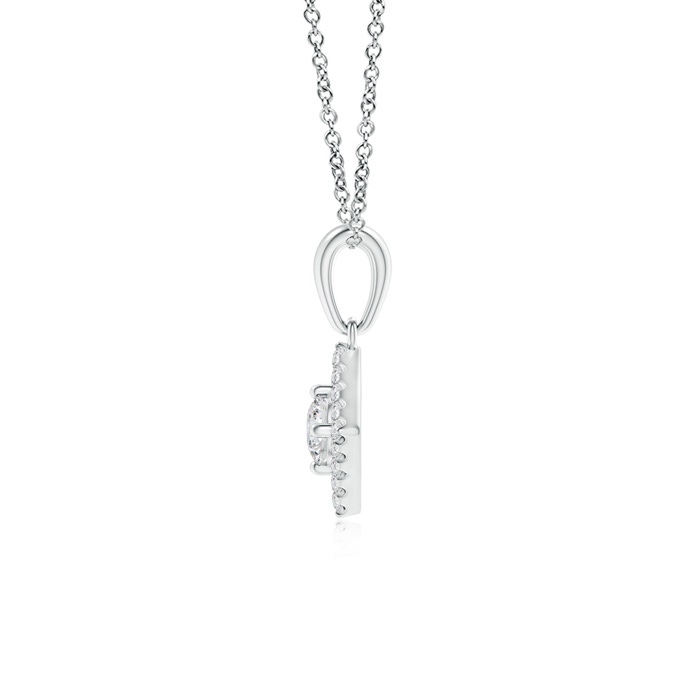 3.8mm HSI2 Square-Shaped Dangling Diamond Pendant with Halo in White Gold product image