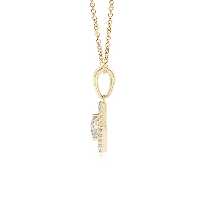 3.8mm HSI2 Square-Shaped Dangling Diamond Pendant with Halo in Yellow Gold Product Image