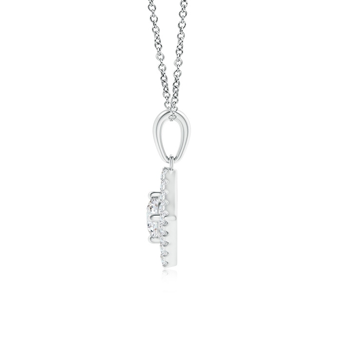 4.5mm GVS2 Square-Shaped Dangling Diamond Pendant with Halo in White Gold product image