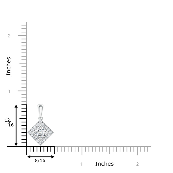 4.5mm GVS2 Square-Shaped Dangling Diamond Pendant with Halo in White Gold product image