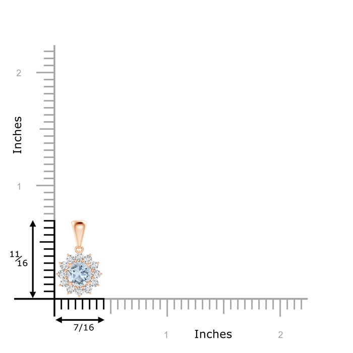 5mm A Round Aquamarine Flower Pendant with Diamond Halo in Rose Gold product image