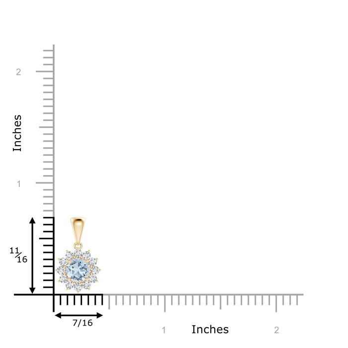 5mm A Round Aquamarine Flower Pendant with Diamond Halo in Yellow Gold product image