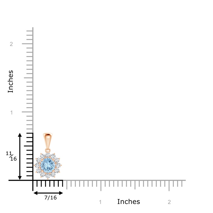 5mm AAA Round Aquamarine Flower Pendant with Diamond Halo in Rose Gold product image