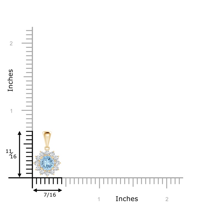 5mm AAA Round Aquamarine Flower Pendant with Diamond Halo in Yellow Gold product image