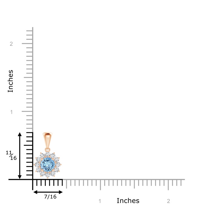 5mm AAAA Round Aquamarine Flower Pendant with Diamond Halo in Rose Gold product image