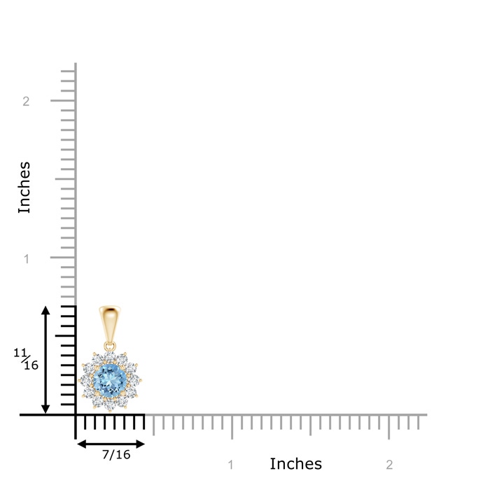5mm AAAA Round Aquamarine Flower Pendant with Diamond Halo in Yellow Gold product image