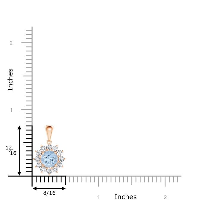 6mm AA Round Aquamarine Flower Pendant with Diamond Halo in Rose Gold product image