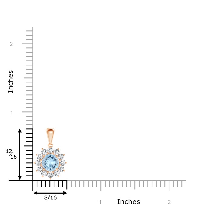6mm AAA Round Aquamarine Flower Pendant with Diamond Halo in Rose Gold product image