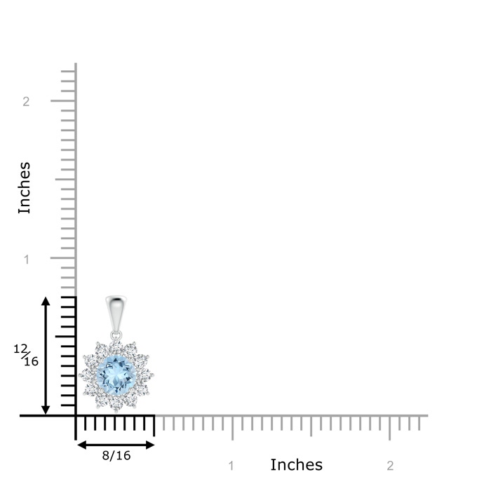 6mm AAA Round Aquamarine Flower Pendant with Diamond Halo in White Gold product image