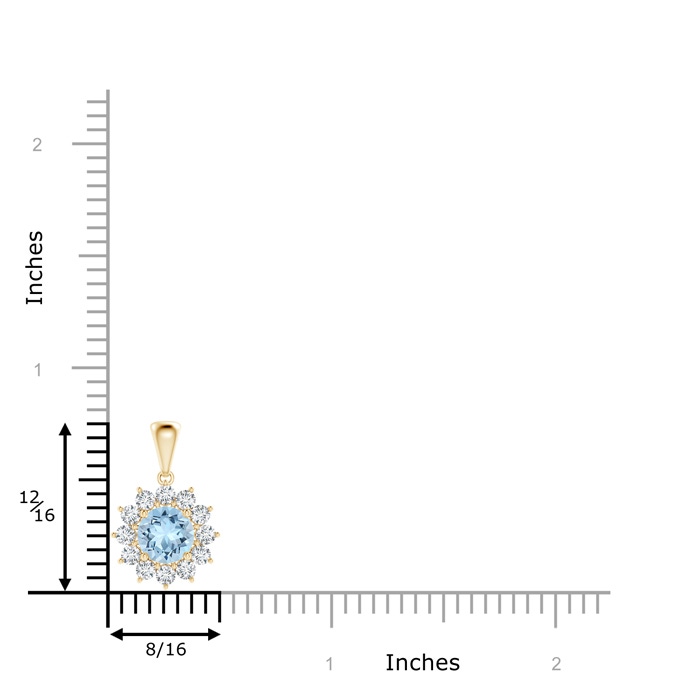 6mm AAA Round Aquamarine Flower Pendant with Diamond Halo in Yellow Gold product image