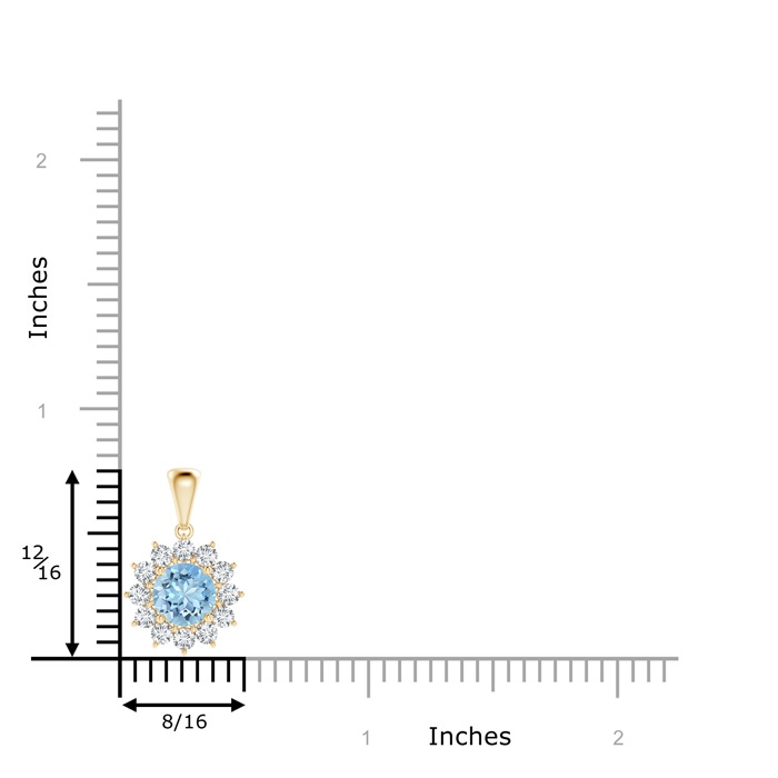 6mm AAAA Round Aquamarine Flower Pendant with Diamond Halo in Yellow Gold product image