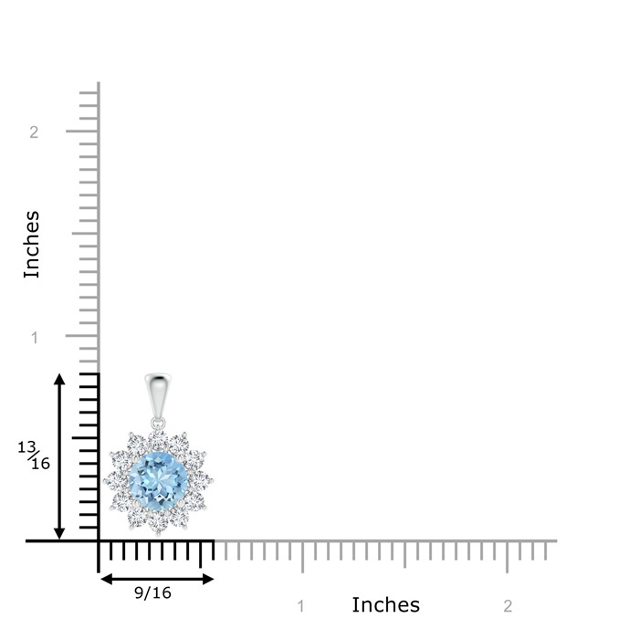 7mm AAAA Round Aquamarine Flower Pendant with Diamond Halo in P950 Platinum product image
