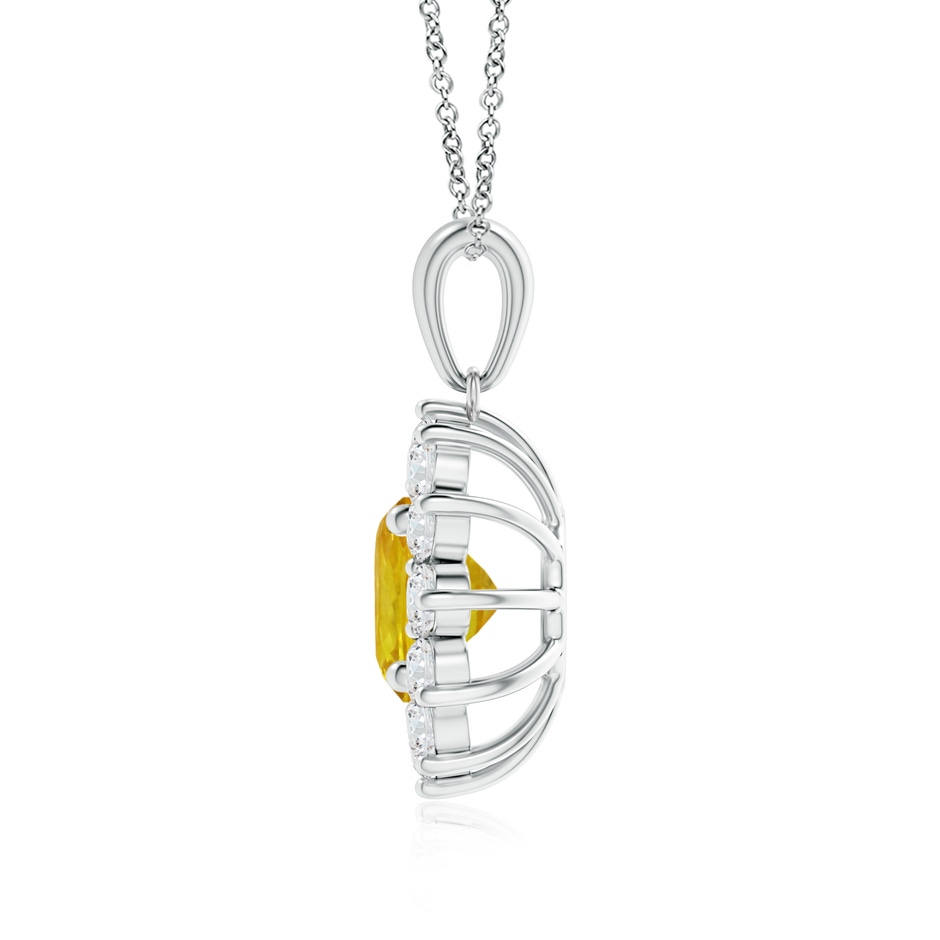 6.97-7.01-4.98mm AAA Round Yellow Sapphire Flower Pendant with Diamond Halo in P950 Platinum side 199