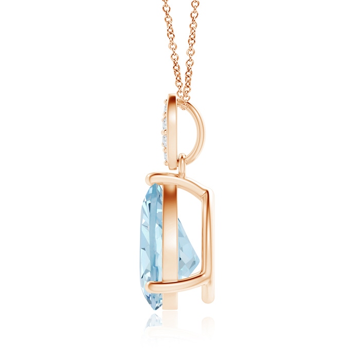 10x7mm AA Pear-Shaped Aquamarine Pendant with Leaf Bale in Rose Gold product image