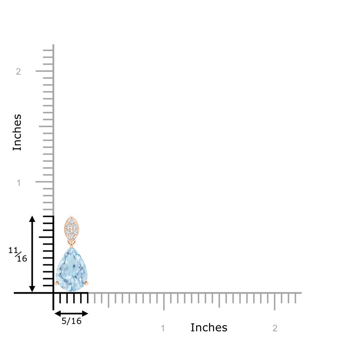 10x7mm AA Pear-Shaped Aquamarine Pendant with Leaf Bale in Rose Gold product image