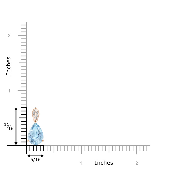 10x7mm AAA Pear-Shaped Aquamarine Pendant with Leaf Bale in Rose Gold product image