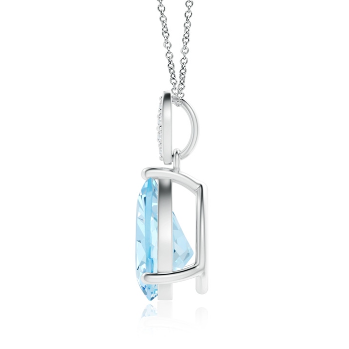 10x7mm AAA Pear-Shaped Aquamarine Pendant with Leaf Bale in White Gold product image