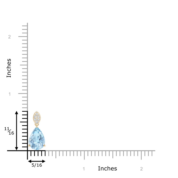 10x7mm AAA Pear-Shaped Aquamarine Pendant with Leaf Bale in Yellow Gold product image