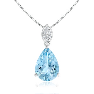 10x7mm AAAA Pear-Shaped Aquamarine Pendant with Leaf Bale in P950 Platinum