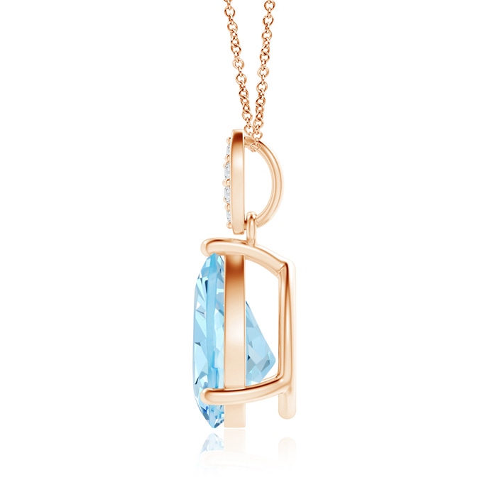 10x7mm AAAA Pear-Shaped Aquamarine Pendant with Leaf Bale in Rose Gold Product Image