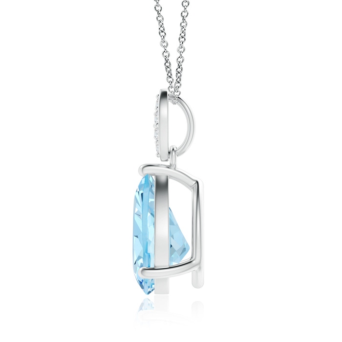 10x7mm AAAA Pear-Shaped Aquamarine Pendant with Leaf Bale in White Gold Product Image
