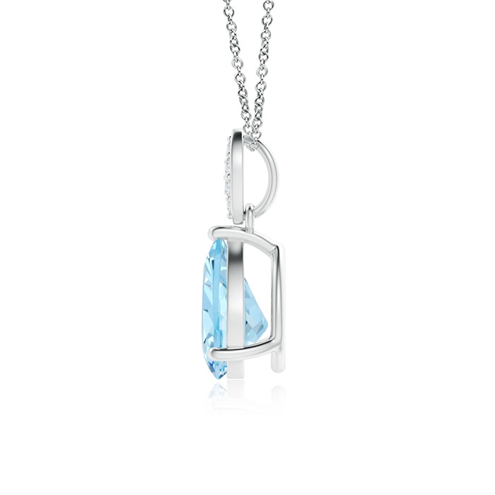 8x6mm AAAA Pear-Shaped Aquamarine Pendant with Leaf Bale in White Gold product image