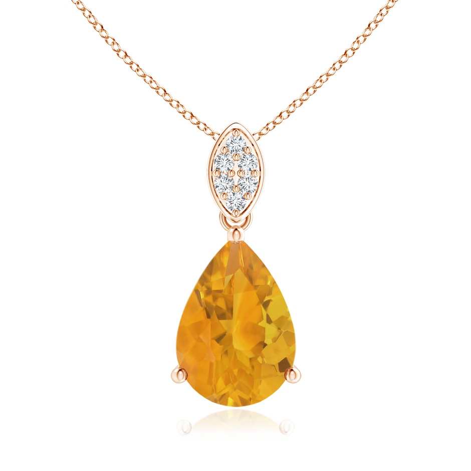 10x7mm A Pear-Shaped Fire Opal Pendant with Leaf Bale in 18K Rose Gold 